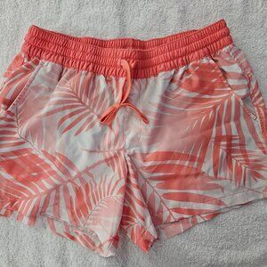 Field & Stream Women’s Coral Palm Leaf Shorts Drawstring Casual Summer